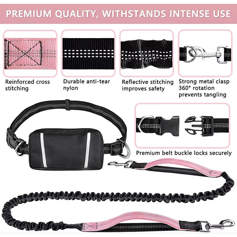 Hand Free Dog Leash for Pet Walking Running Jogging Adjustable Dog Leash Waist Belt Chest Strap Traction Rope Dog Accessories