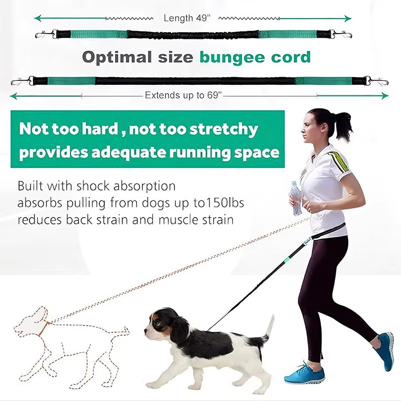 Hand Free Dog Leash for Pet Walking Running Jogging Adjustable Dog Leash Waist Belt Chest Strap Traction Rope Dog Accessories