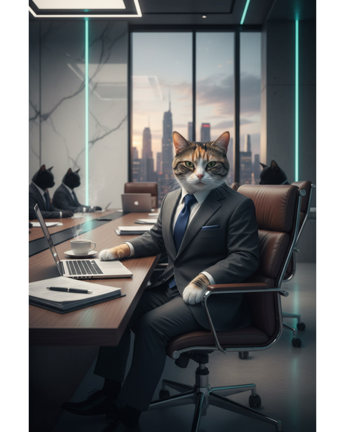 Arte Digital - El Ejecutivo | Gato Corporativo PNG Transparente