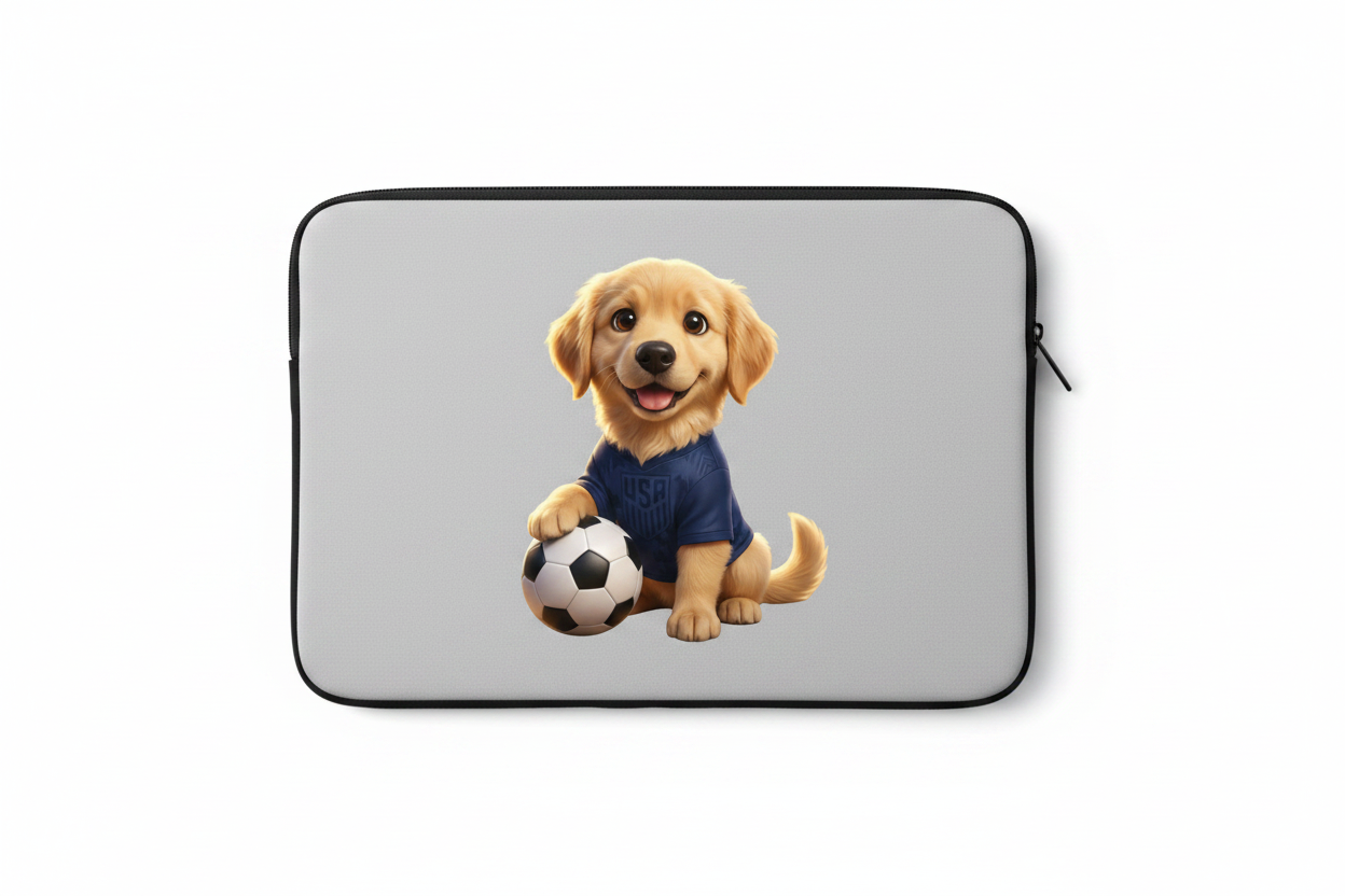 Funda de laptop con ilustración cachorro jersey USA Soccer
